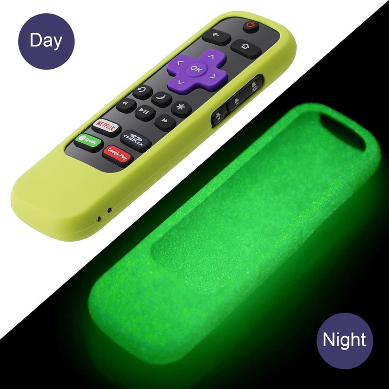 AKWOX [Nightglow Green] Case for Roku Express Remote, Akwox Light Weight [Anti Slip] Shock Proof Silicone Cover for Roku Express/Roku Premiere RC68/RC69/RC108/RC112 Standard IR Remote [Lanyard Included] - Image 3